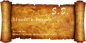 Slezák Dezső névjegykártya